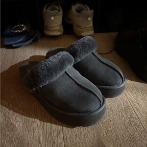 UGG Charcoal Fur Slippers